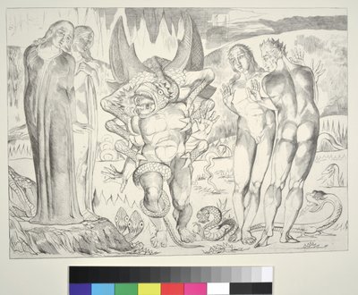 The Circle of the Thieves: Agnolo Brunelleschi Attacked by a Six-Footed Serpent, Inferno, Canto XXV, illustration to the 